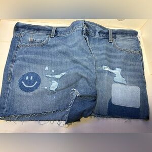 Old Navy Blue Jean Shorts with Smiley Patch